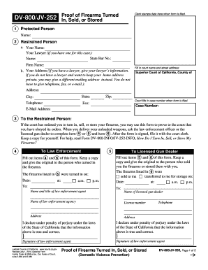 California Proof of Firearms Turned In, Sold, or Stored