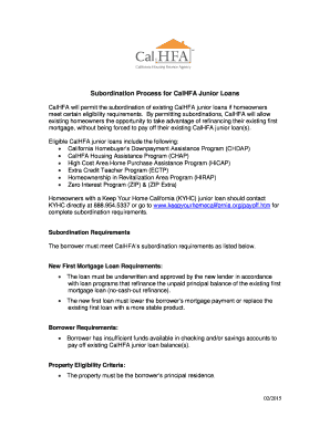 California Junior Loan Subordination Application