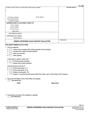 Order Appointing Child Custody Evaluator