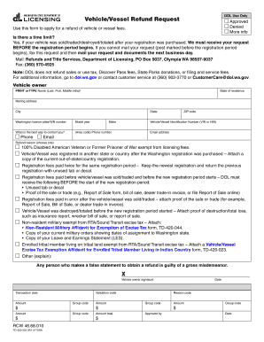 Washington Vehicle/Vessel Refund Request Form