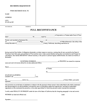 California Full Reconveyance Deed