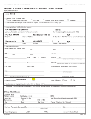 California Live Scan Request Form