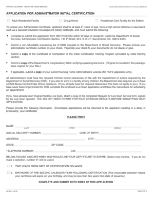 California Administrator Initial Certification Application