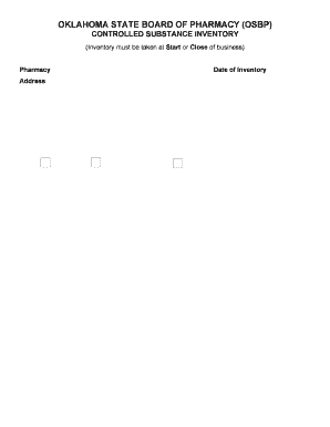 Oklahoma Controlled Substance Inventory Form