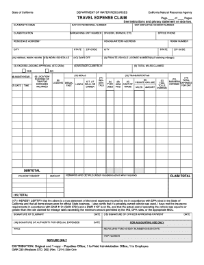 California Travel Expense Claim Form