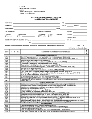 Hazardous Waste Inspection Form