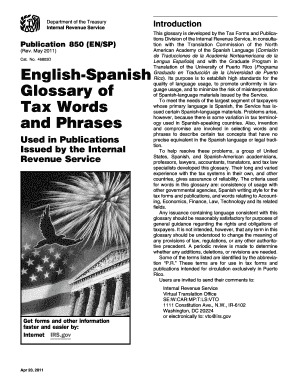 IRS Publication 850 Glossary