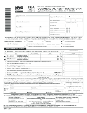 New York City Commercial Rent Tax Return