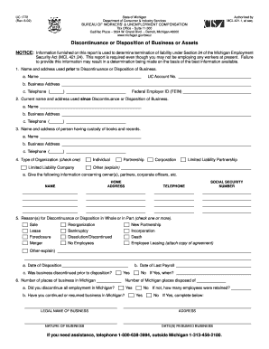 Michigan Business Discontinuance Notice
