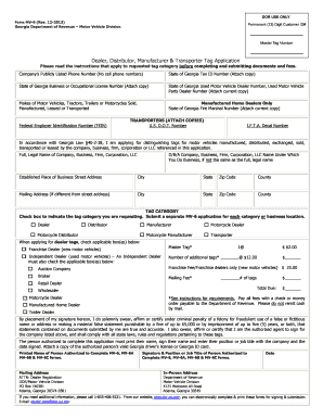 Georgia Dealer Distributor Manufacturer Transporter Tag Application