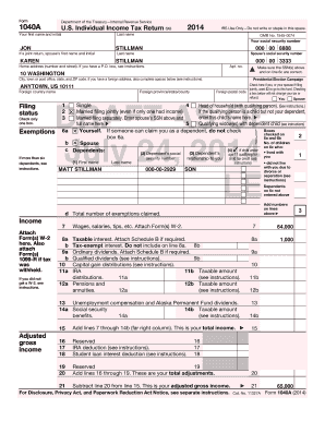 IRS Form 1040A US Individual Income Tax Return