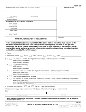 Parental Notification of Indian Status