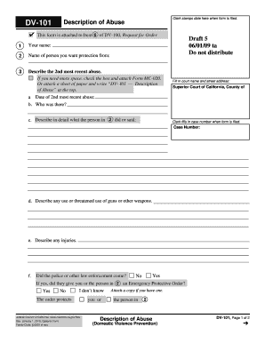 California DV-101 Description of Abuse Form