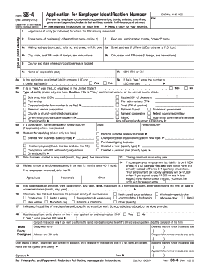 IRS Form SS-4 Application for Employer Identification Number