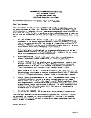Arkansas Children's Medical Services Application