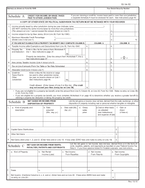 New Jersey Schedule A and B Tax Form