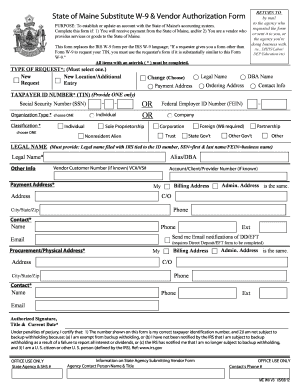 State of Maine Substitute W-9 Form