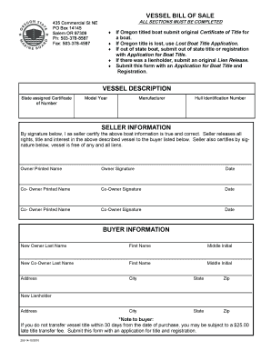 VESSEL BILL OF SALE SELLER INFORMATION BUYER ...