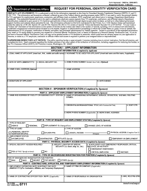 VA Form 0711 Request for Personal Identity Verification Card