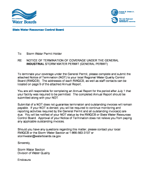 California Storm Water Permit Termination Notice