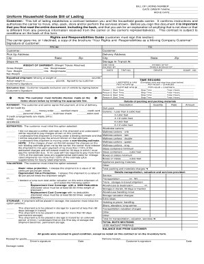 Uniform Household Goods Bill of Lading