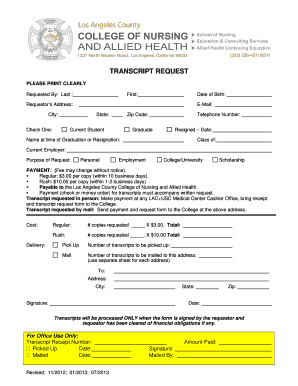 Transcript Request Form