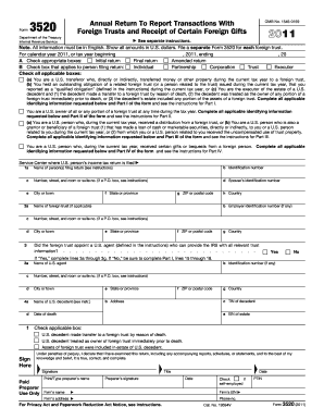 Form 3520 Foreign Trusts and Receipt of Certain Foreign Gifts