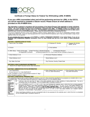 Certificate of Foreign Status for Federal Tax Withholding