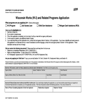 Wisconsin Works (W-2) Application Form