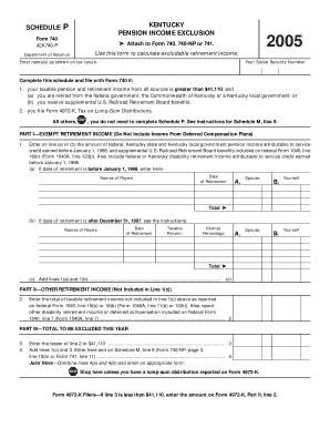Kentucky Pension Income Exclusion Form 740