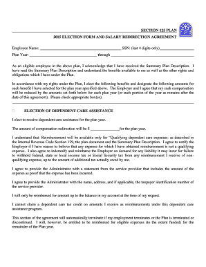 2015 Section 125 Plan Election Form