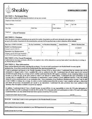Flexible Spending Account Enrollment Form