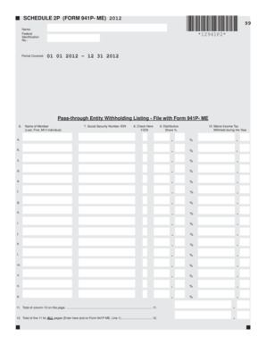 Maine Pass-Through Entity Withholding Listing Form 941P-ME