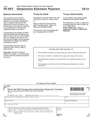 North Dakota Corporation Extension Payment Form 40-EXT