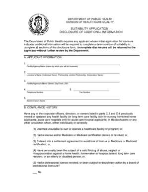 Massachusetts Healthcare Facility Suitability Application