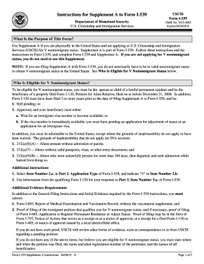 Supplement A to Form I-539 (Filing Instructions for V Nonimmigrant ... - uscis