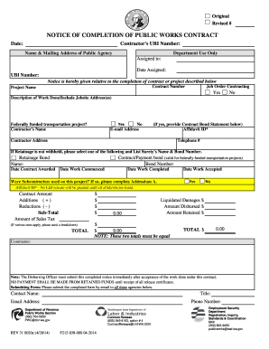 Notice of Completion of Public Works Contract