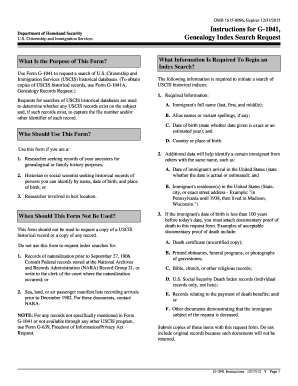 USCIS Genealogy Index Search Request Form