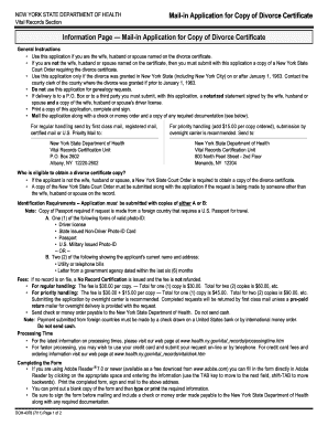 New York Divorce Certificate Application