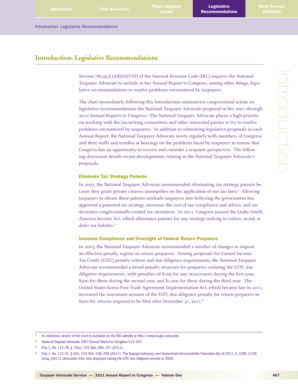 National Taxpayer Advocate Legislative Recommendations