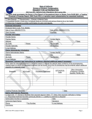 California Workers' Compensation Request for Authorization