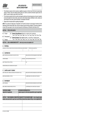 California Motor Carrier Permit Application