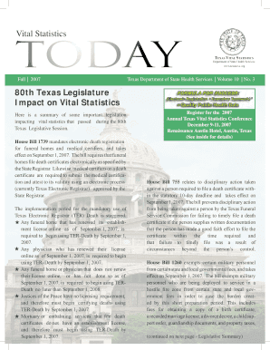 Texas Vital Statistics Conference Registration Form