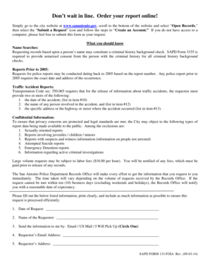 San Antonio Police Department Records Request Form