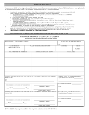Affidavit of amendment of certificate of live birth - Putnam County ...