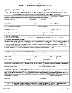 Ohio Private Duty Nursing Services Request Form