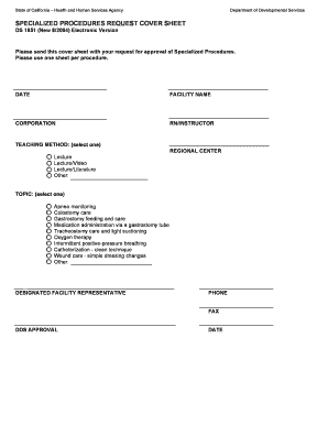 California Specialized Procedures Request Cover Sheet