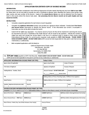 California Divorce Record Application