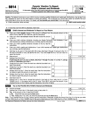 Form 8814 Child's Interest and Dividends 2015