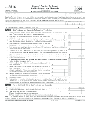 Form 8814 Child's Interest and Dividends 2009